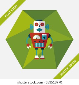 robot concept flat icon with long shadow,eps10