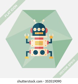 robot concept flat icon with long shadow,eps10