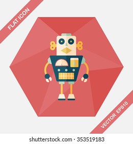 robot concept flat icon with long shadow,eps10