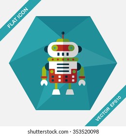 robot concept flat icon with long shadow,eps10