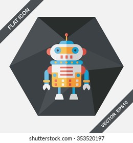 robot concept flat icon with long shadow,eps10