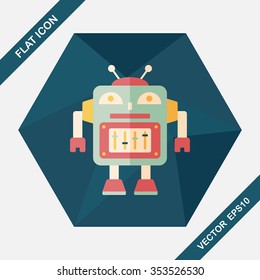 robot concept flat icon with long shadow,eps10