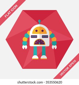robot concept flat icon with long shadow,eps10