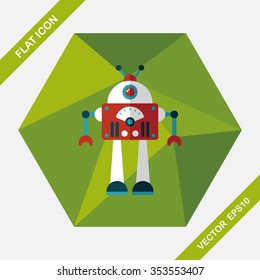 robot concept flat icon with long shadow,eps10