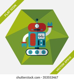 robot concept flat icon with long shadow,eps10