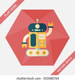 robot concept flat icon with long shadow,eps10