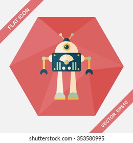 robot concept flat icon with long shadow,eps10