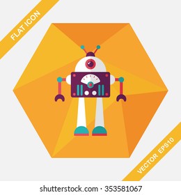 robot concept flat icon with long shadow,eps10