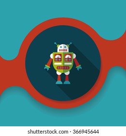 robot concept flat icon with long shadow,eps10