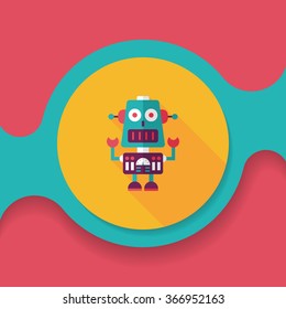 robot concept flat icon with long shadow,eps10