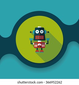 robot concept flat icon with long shadow,eps10