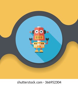robot concept flat icon with long shadow,eps10