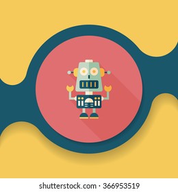 robot concept flat icon with long shadow,eps10