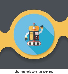 robot concept flat icon with long shadow,eps10