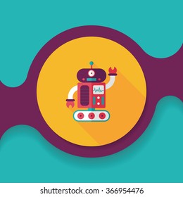 robot concept flat icon with long shadow,eps10