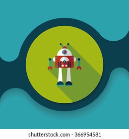 robot concept flat icon with long shadow,eps10