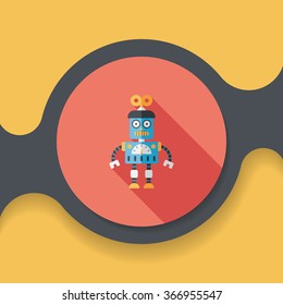 robot concept flat icon with long shadow,eps10