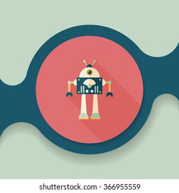 robot concept flat icon with long shadow,eps10