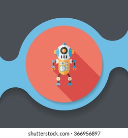 robot concept flat icon with long shadow,eps10