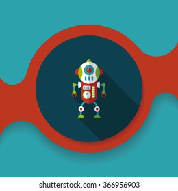 robot concept flat icon with long shadow,eps10