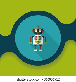 robot concept flat icon with long shadow,eps10