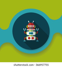 robot concept flat icon with long shadow,eps10