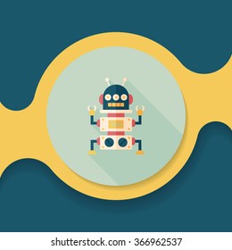robot concept flat icon with long shadow,eps10