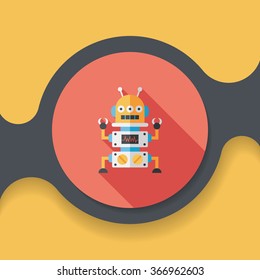 robot concept flat icon with long shadow,eps10