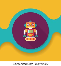 robot concept flat icon with long shadow,eps10