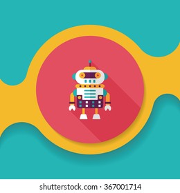 robot concept flat icon with long shadow,eps10