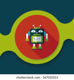 robot concept flat icon with long shadow,eps10