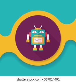 robot concept flat icon with long shadow,eps10