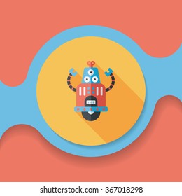 robot concept flat icon with long shadow,eps10