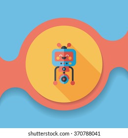 robot concept flat icon with long shadow,eps10