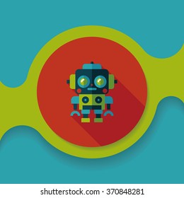 robot concept flat icon with long shadow,eps10