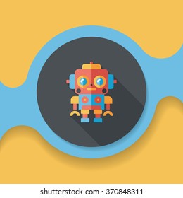 robot concept flat icon with long shadow,eps10