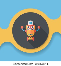 robot concept flat icon with long shadow,eps10