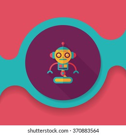 robot concept flat icon with long shadow,eps10