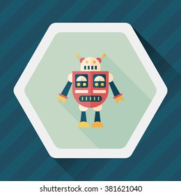 robot concept flat icon with long shadow,eps10