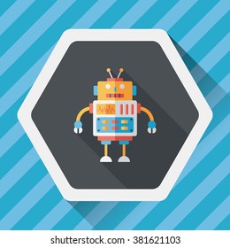 robot concept flat icon with long shadow,eps10