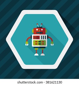 robot concept flat icon with long shadow,eps10
