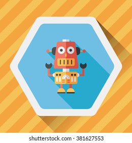 robot concept flat icon with long shadow,eps10
