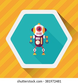 robot concept flat icon with long shadow,eps10