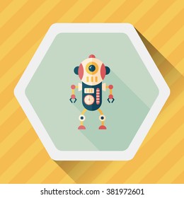 robot concept flat icon with long shadow,eps10