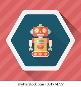 robot concept flat icon with long shadow,eps10
