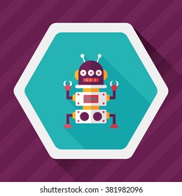 robot concept flat icon with long shadow,eps10