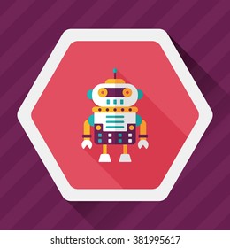robot concept flat icon with long shadow,eps10