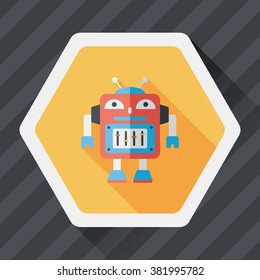 robot concept flat icon with long shadow,eps10