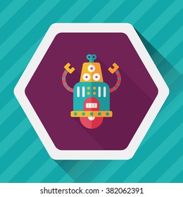 robot concept flat icon with long shadow,eps10