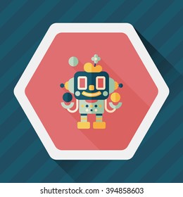 robot concept flat icon with long shadow,eps10